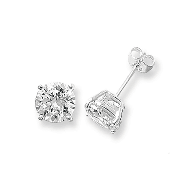 Francis & Gaye Silver Round Stone Set Ear Studs
