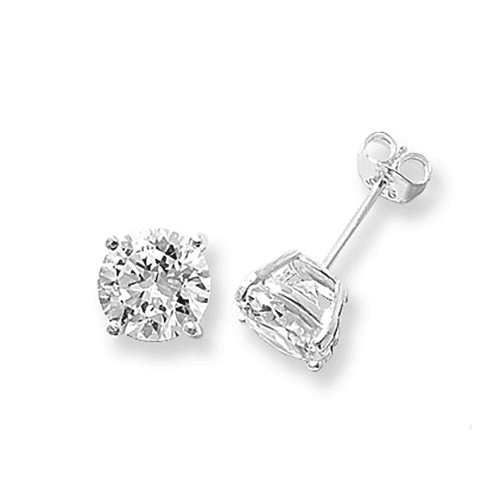 Francis & Gaye Silver Round Stone Set Ear Studs