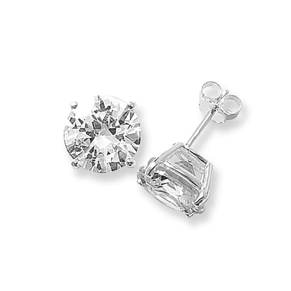 Francis & Gaye Silver Round Stone Set Ear Studs