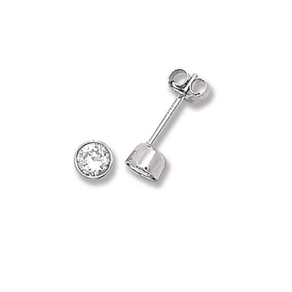 Francis & Gaye Silver Rubover Stone Set Ear Studs