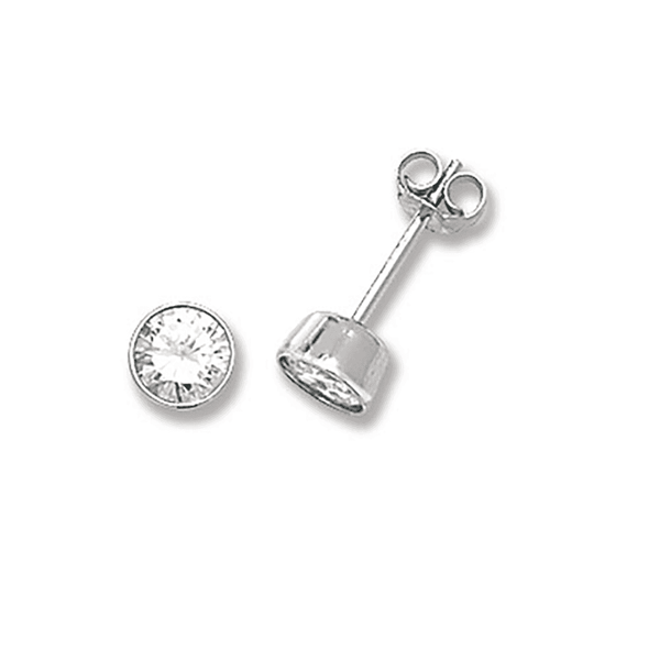 Francis & Gaye Silver Rubover Stone Set Ear Studs