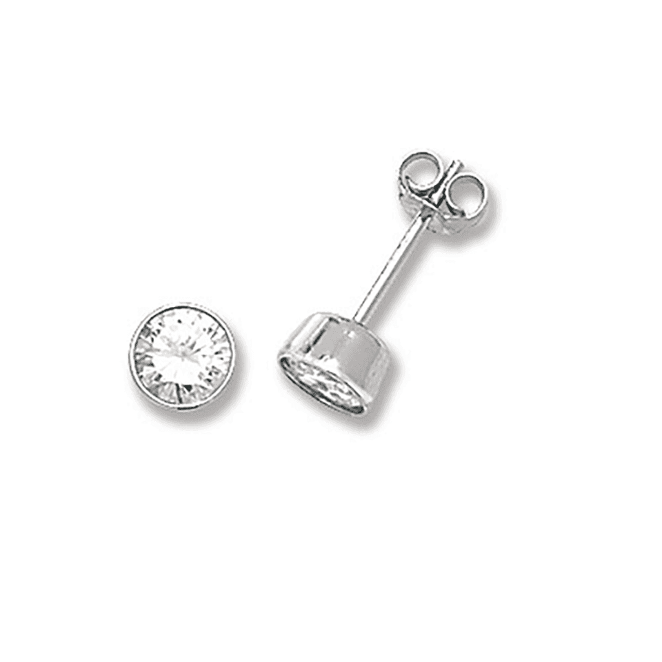 Francis & Gaye Silver Rubover Stone Set Ear Studs