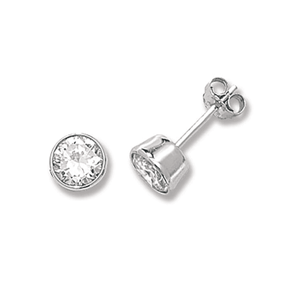 Francis & Gaye Silver Rubover Stone Set Ear Studs