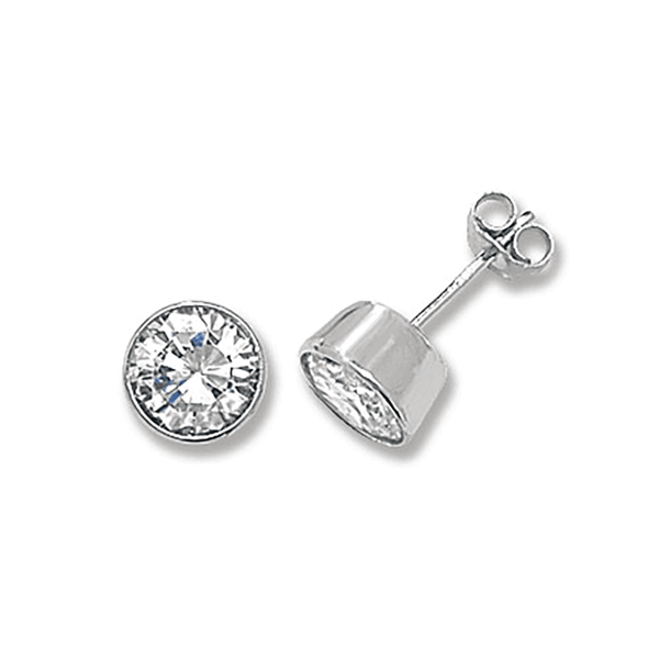 Francis & Gaye Silver Rubover Stone Set Ear Studs