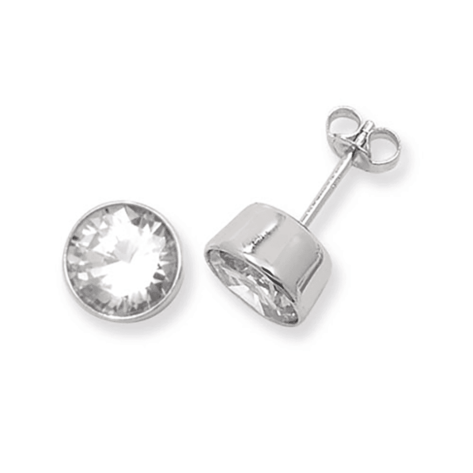 Francis & Gaye Silver Rubover Stone Set Ear Studs
