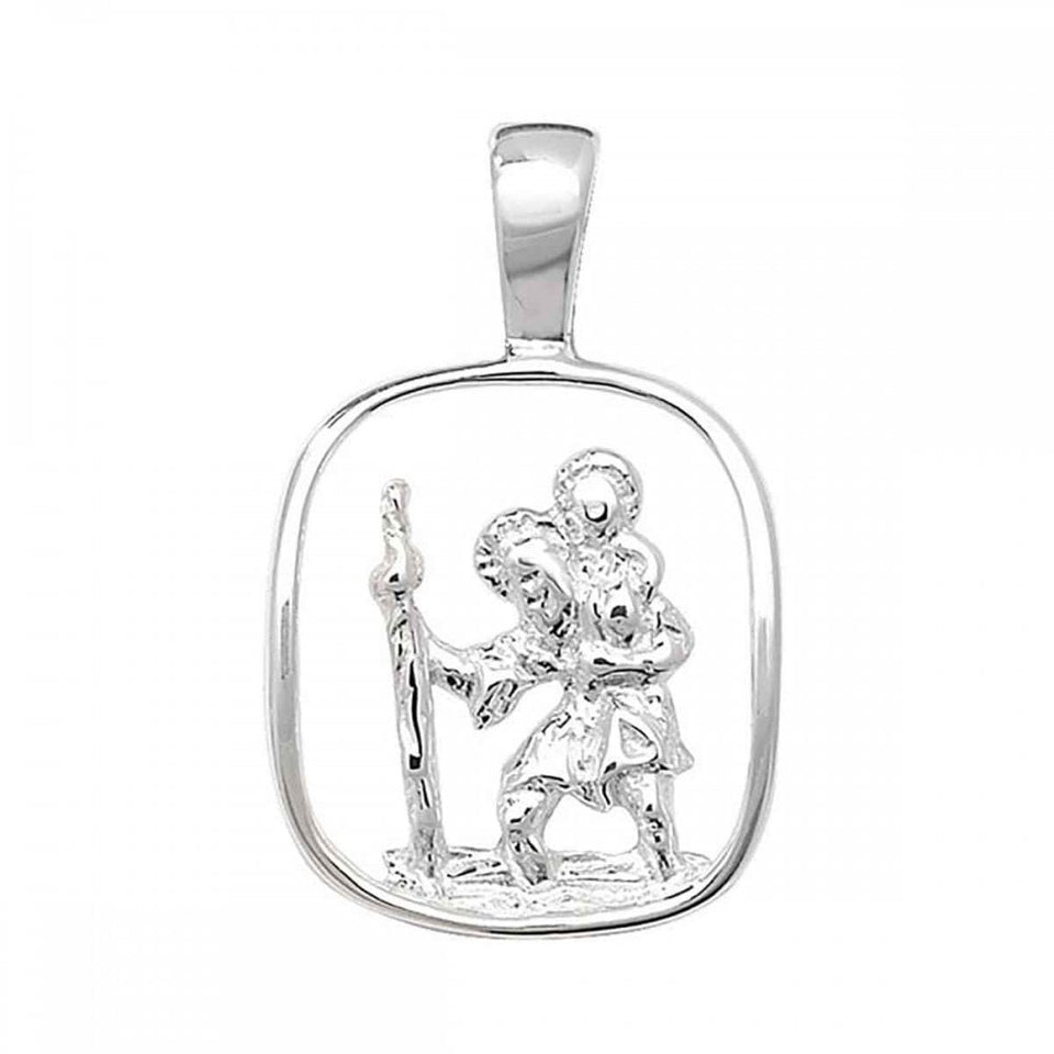 Francis & Gaye Silver Square (1.8cm) Cut Out St Christopher