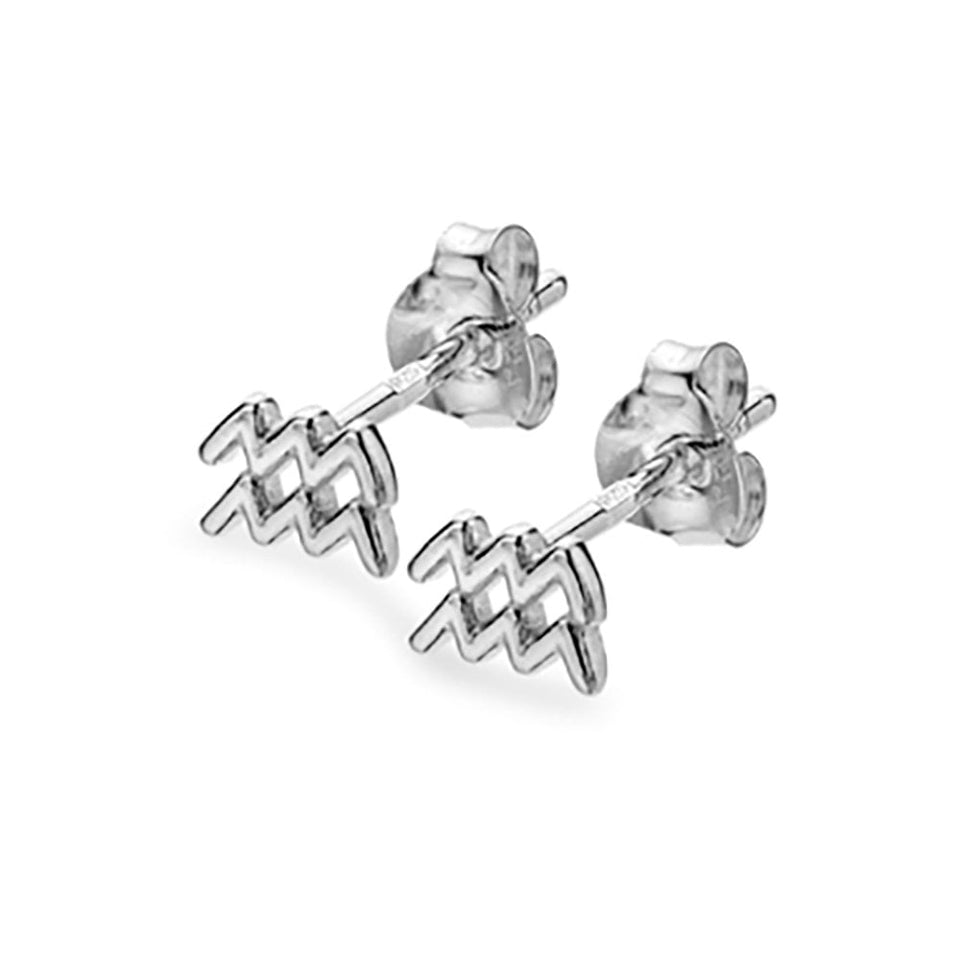 Francis & Gaye Silver Star Sign Earring - Aquarius