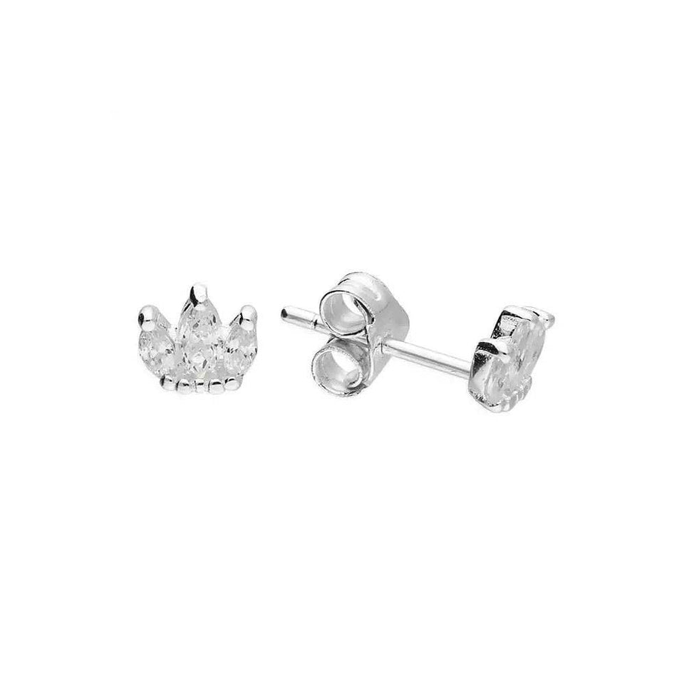 Francis & Gaye Silver Stone Set Crown Earring Studs