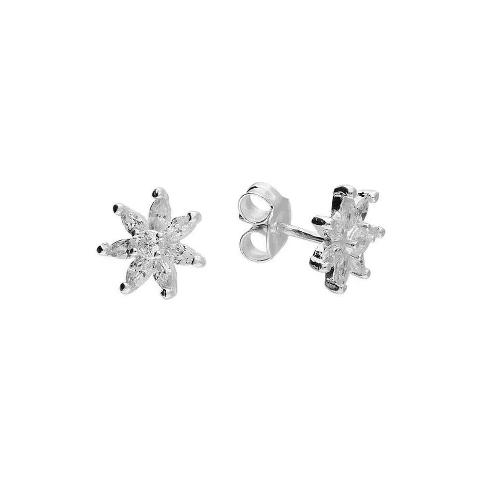 Francis & Gaye Silver Stone Set Flower Earring Studs