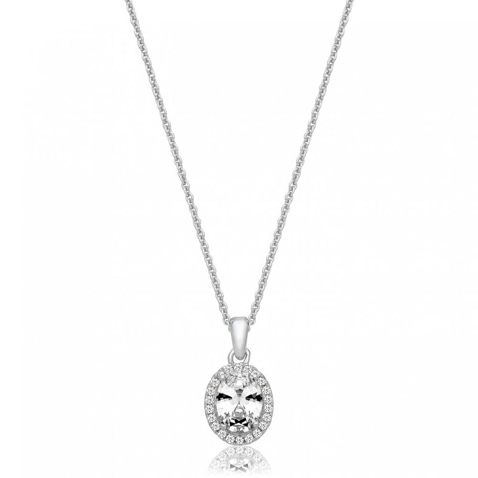 Francis & Gaye Silver Stone Set Halo Style Necklace
