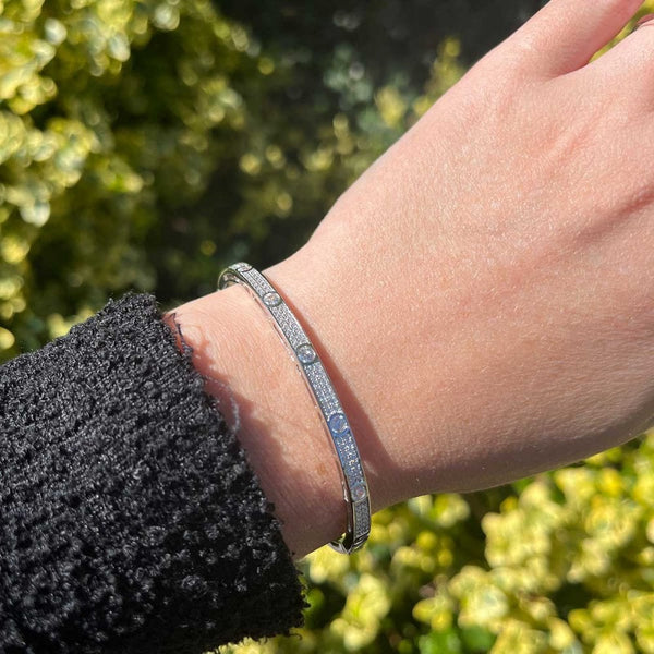 Francis & Gaye Silver Stone Set Hinged Bangle