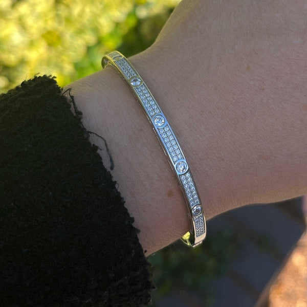 Francis & Gaye Silver Stone Set Hinged Bangle