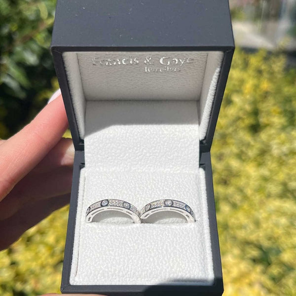Francis & Gaye Silver Stone Set Hinged Hoops