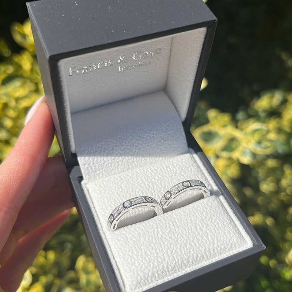 Francis & Gaye Silver Stone Set Hinged Hoops