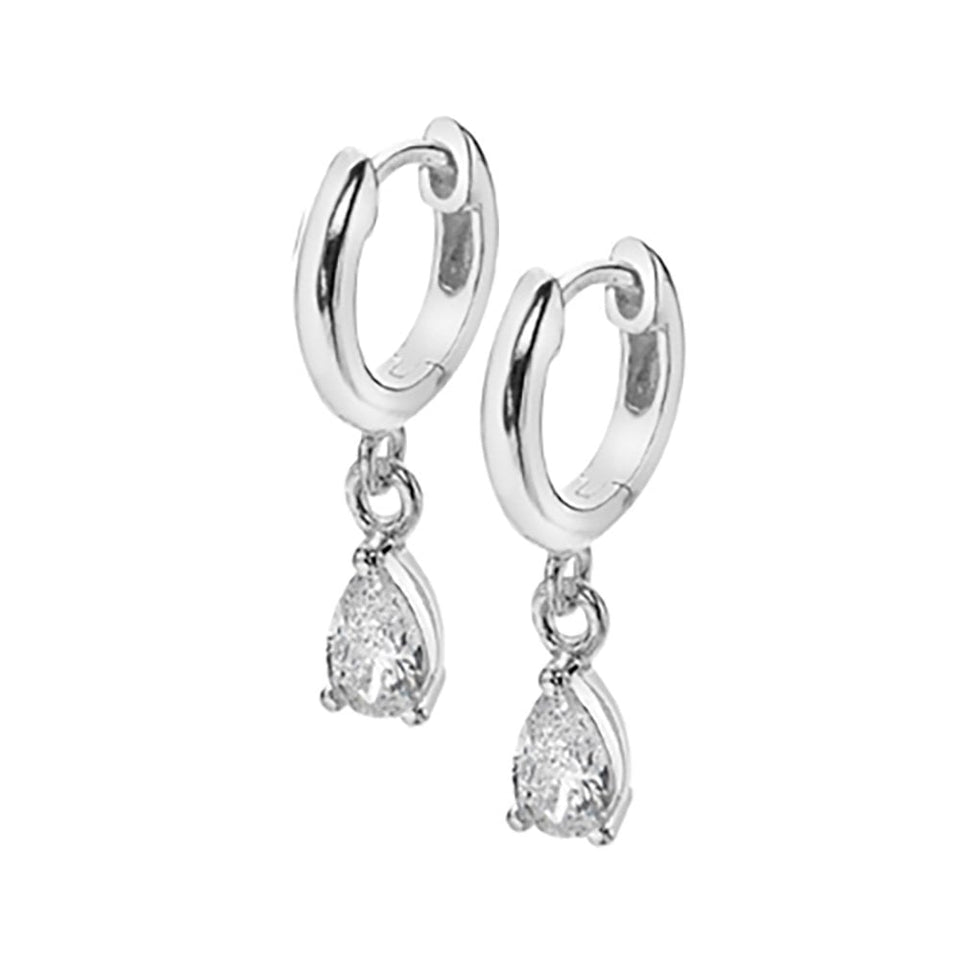 Francis & Gaye Silver Stone Set Huggie Drops