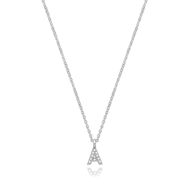 Francis & Gaye Silver Stone Set Initial Necklace