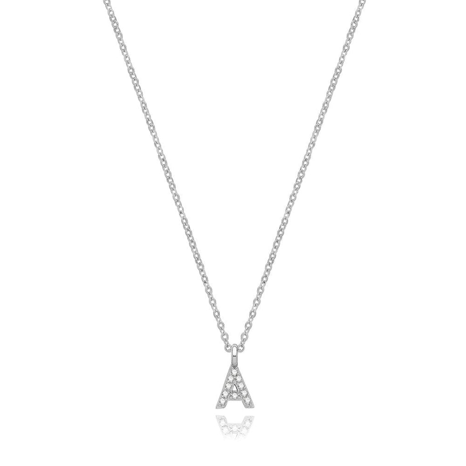 Francis & Gaye Silver Stone Set Initial Necklace