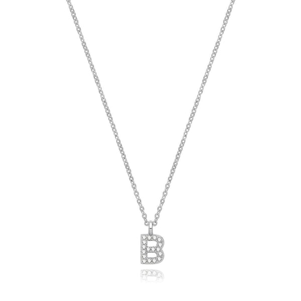 Francis & Gaye Silver Stone Set Initial Necklace