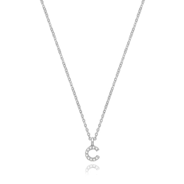 Francis & Gaye Silver Stone Set Initial Necklace