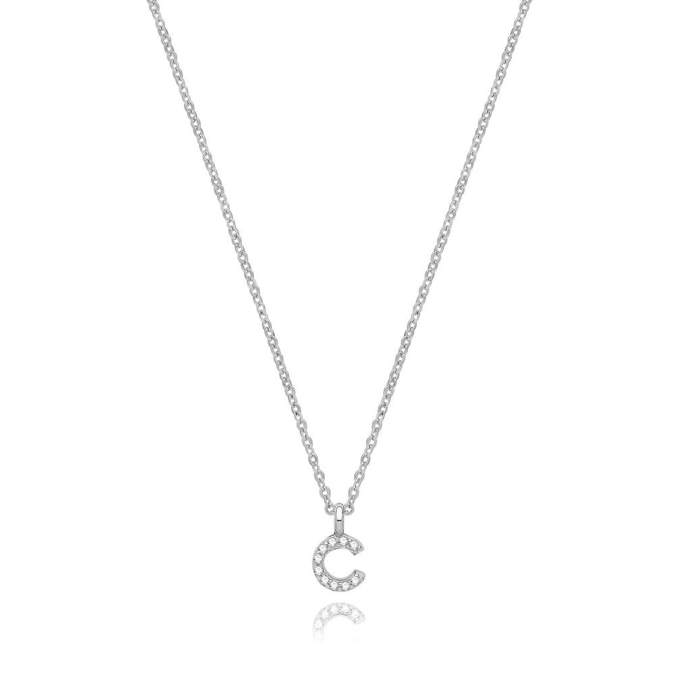 Francis & Gaye Silver Stone Set Initial Necklace
