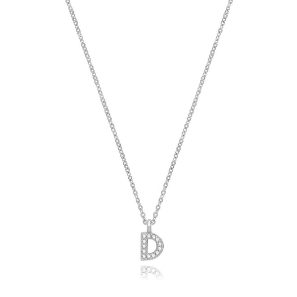 Francis & Gaye Silver Stone Set Initial Necklace