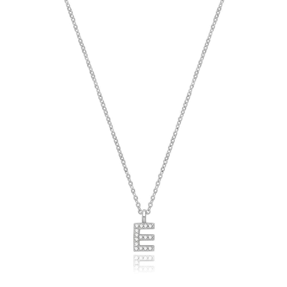 Francis & Gaye Silver Stone Set Initial Necklace