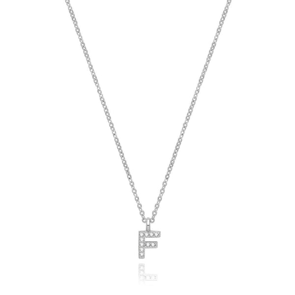 Francis & Gaye Silver Stone Set Initial Necklace