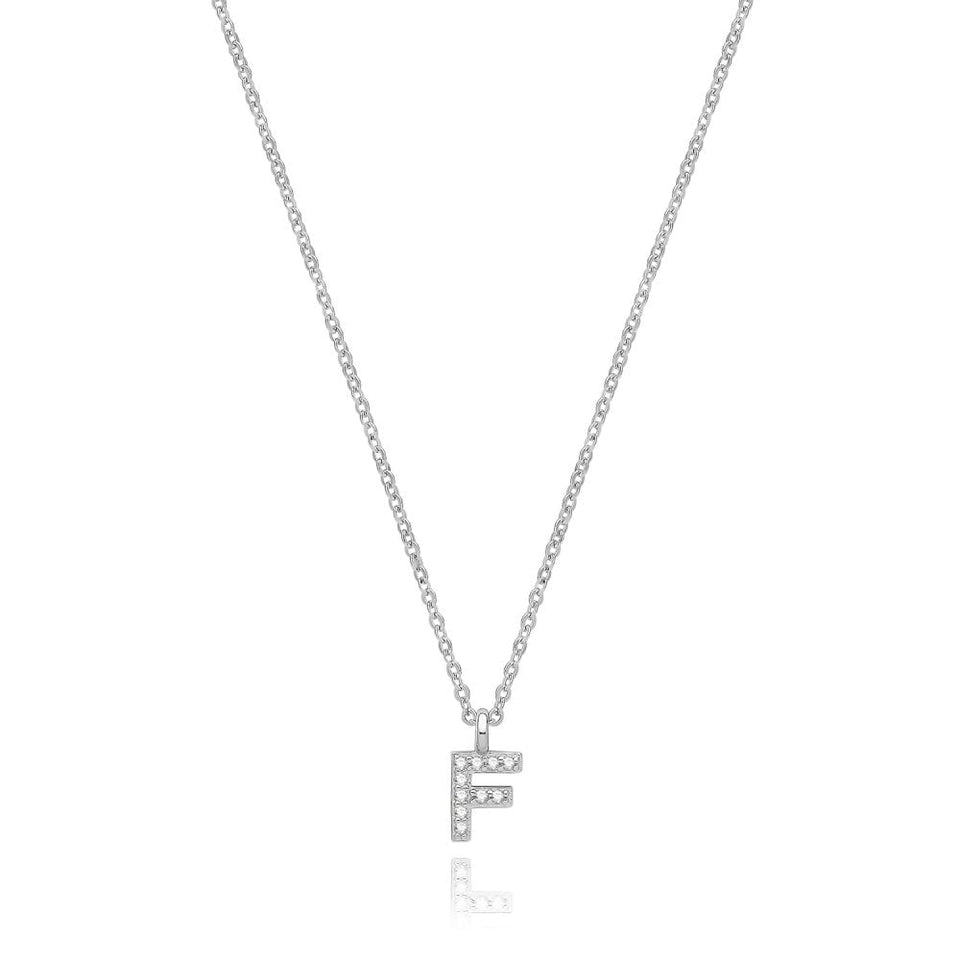 Francis & Gaye Silver Stone Set Initial Necklace