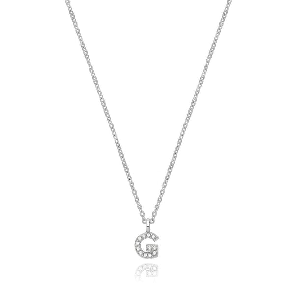 Francis & Gaye Silver Stone Set Initial Necklace