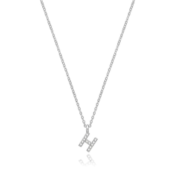 Francis & Gaye Silver Stone Set Initial Necklace