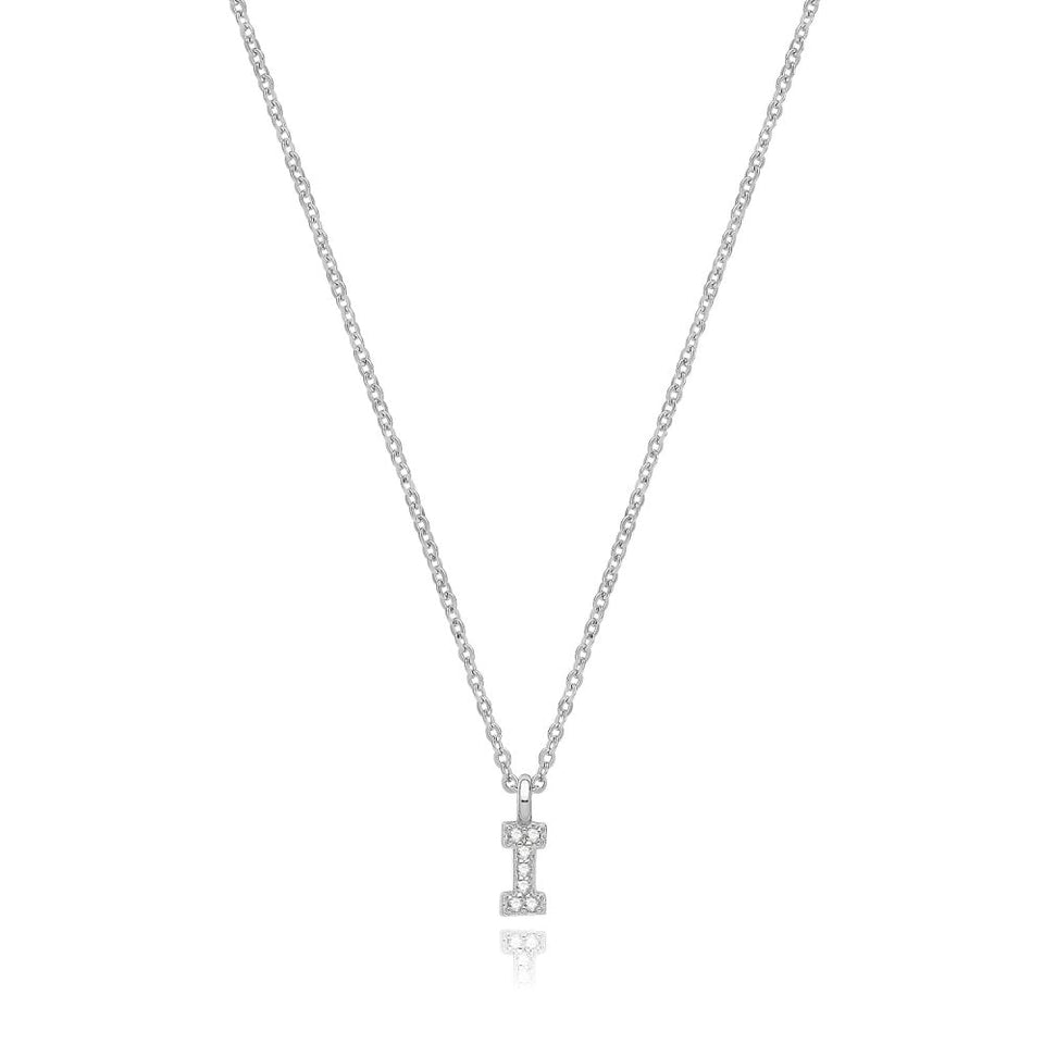 Francis & Gaye Silver Stone Set Initial Necklace