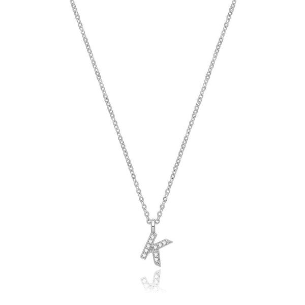 Francis & Gaye Silver Stone Set Initial Necklace