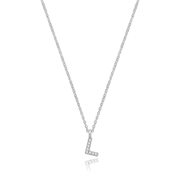 Francis & Gaye Silver Stone Set Initial Necklace