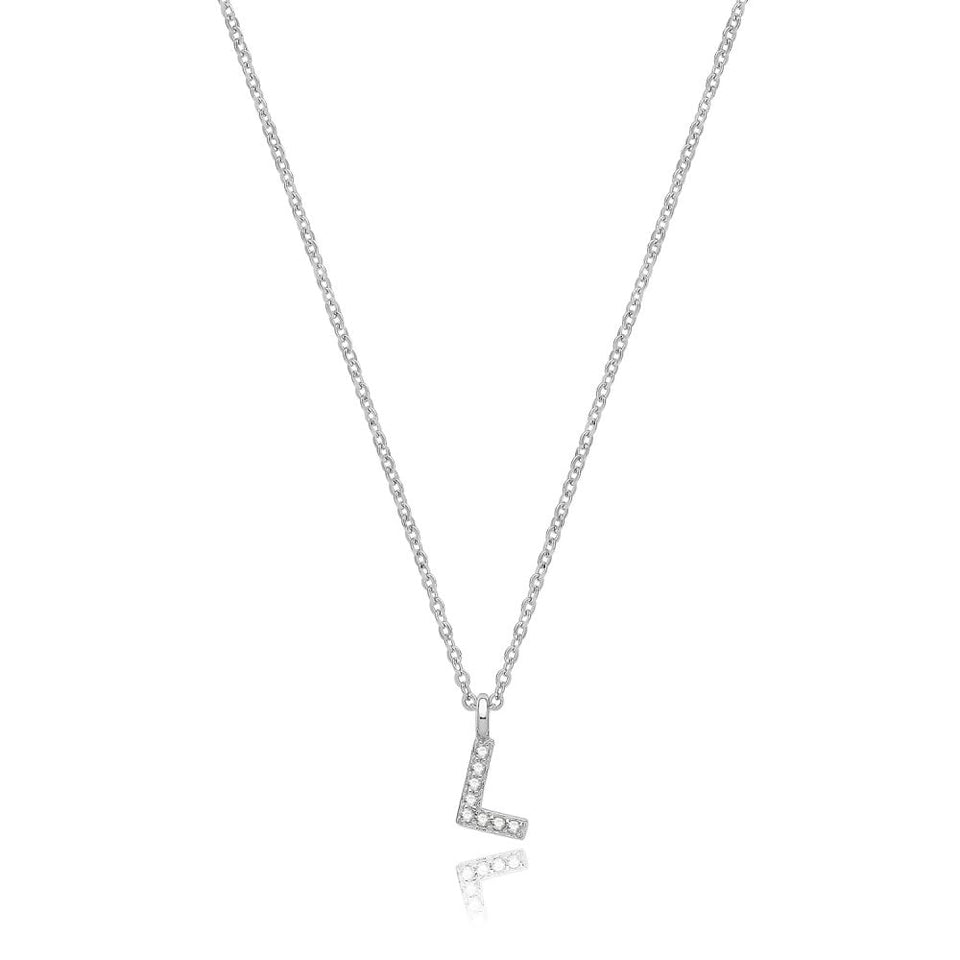 Francis & Gaye Silver Stone Set Initial Necklace