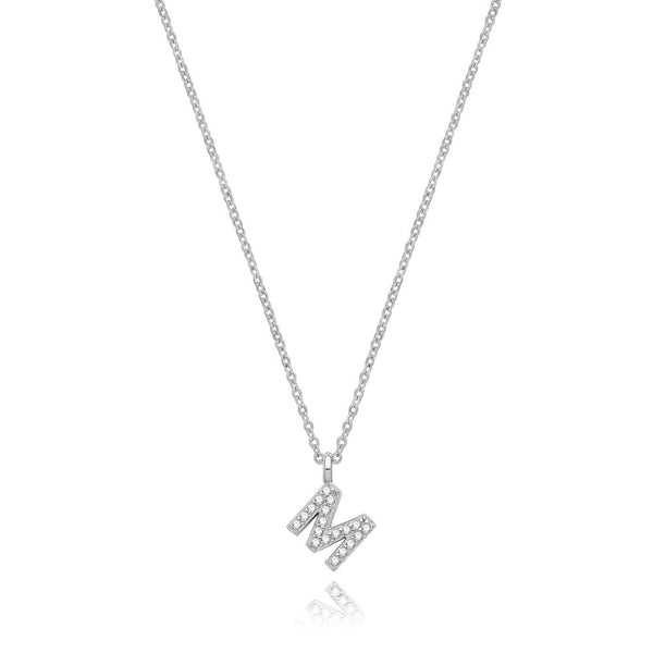 Francis & Gaye Silver Stone Set Initial Necklace