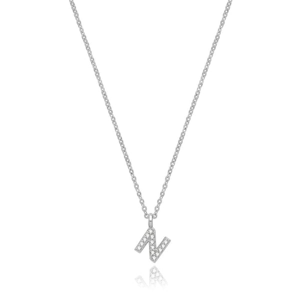 Francis & Gaye Silver Stone Set Initial Necklace