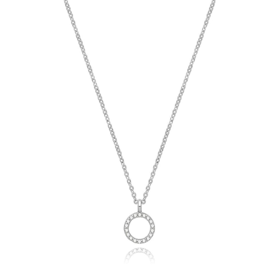 Francis & Gaye Silver Stone Set Initial Necklace