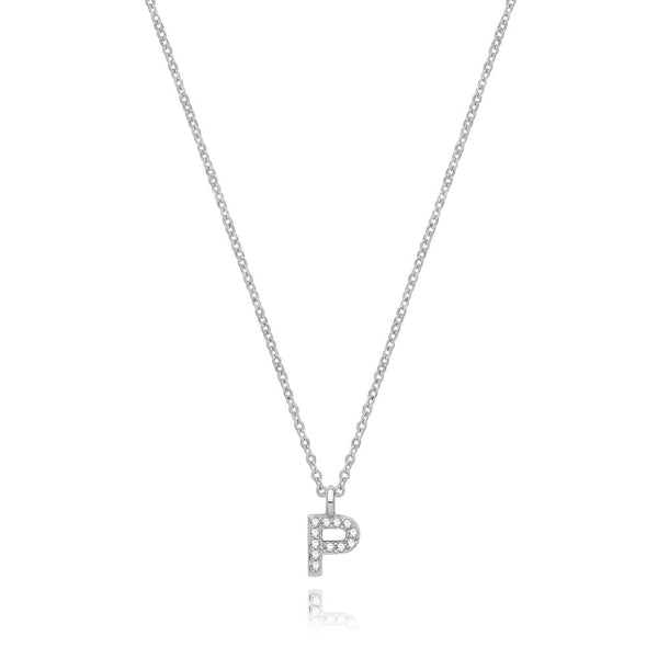 Francis & Gaye Silver Stone Set Initial Necklace
