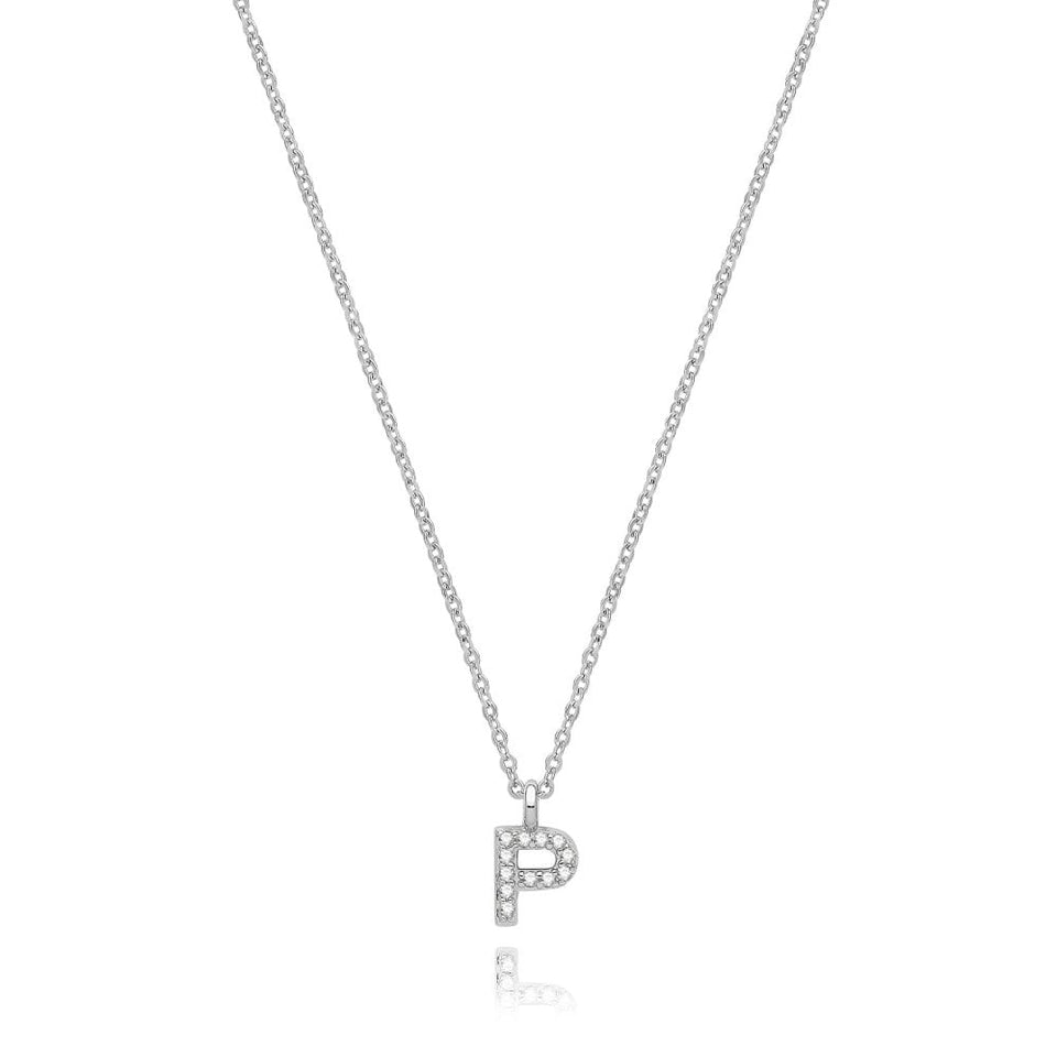 Francis & Gaye Silver Stone Set Initial Necklace