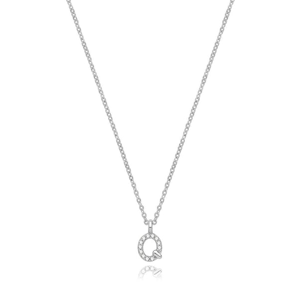 Francis & Gaye Silver Stone Set Initial Necklace