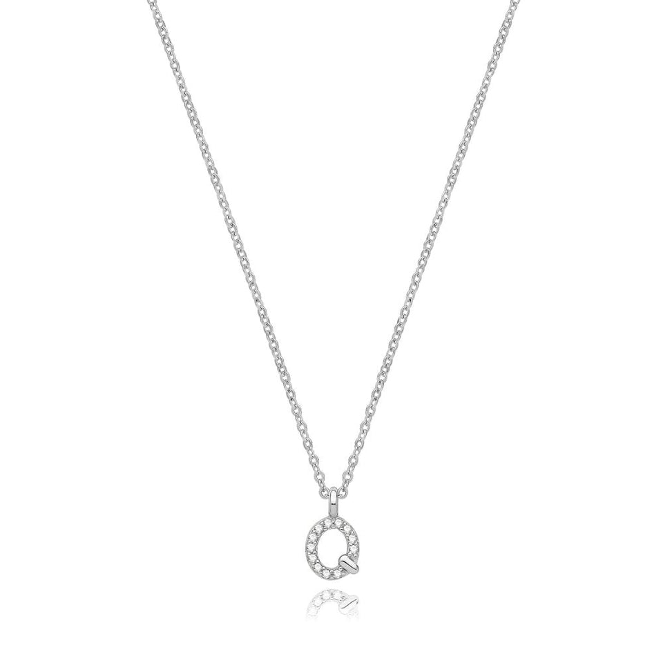 Francis & Gaye Silver Stone Set Initial Necklace