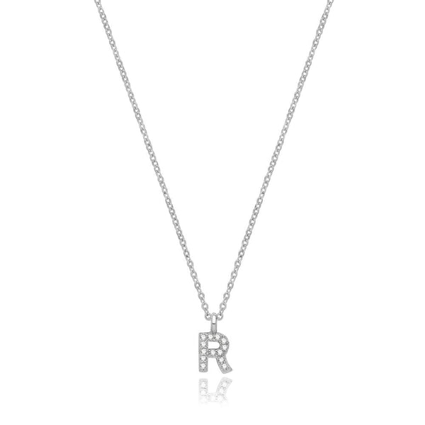 Francis & Gaye Silver Stone Set Initial Necklace