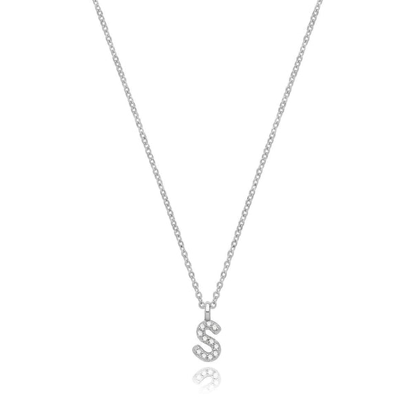 Francis & Gaye Silver Stone Set Initial Necklace