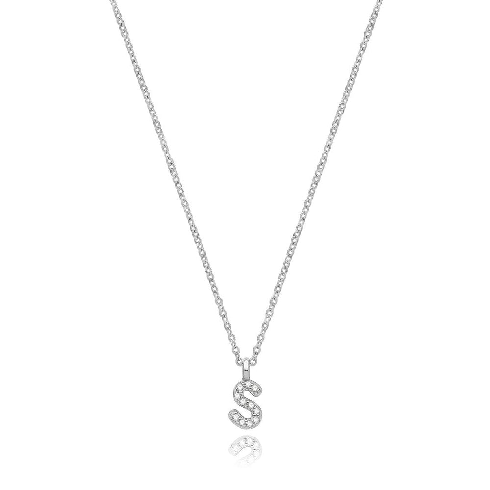 Francis & Gaye Silver Stone Set Initial Necklace