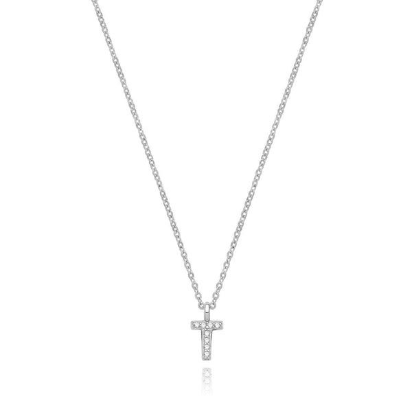 Francis & Gaye Silver Stone Set Initial Necklace