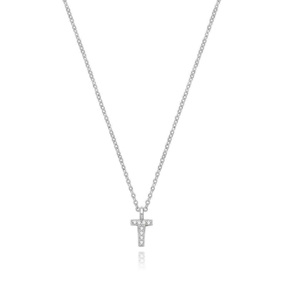 Francis & Gaye Silver Stone Set Initial Necklace