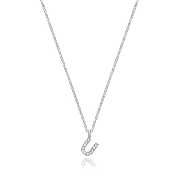Francis & Gaye Silver Stone Set Initial Necklace