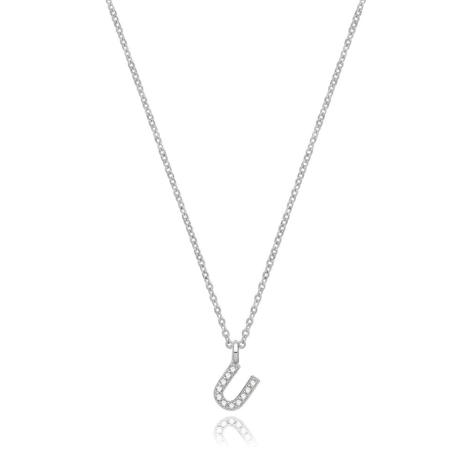 Francis & Gaye Silver Stone Set Initial Necklace