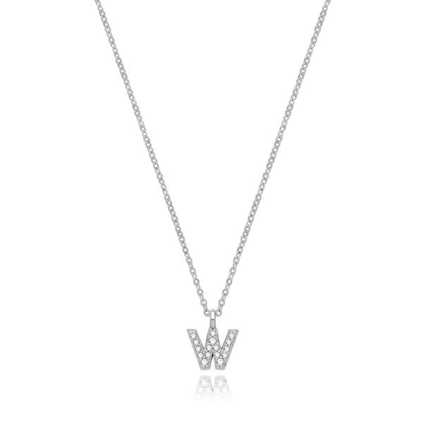 Francis & Gaye Silver Stone Set Initial Necklace