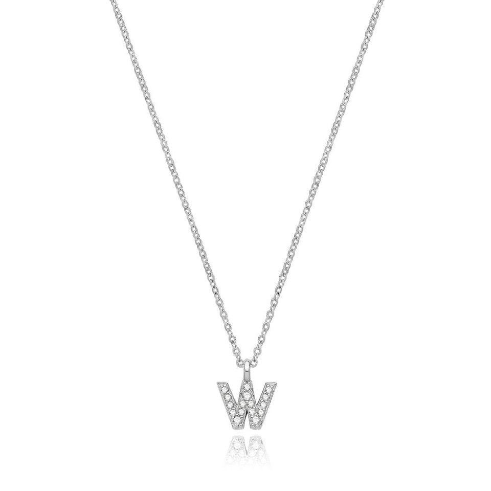 Francis & Gaye Silver Stone Set Initial Necklace